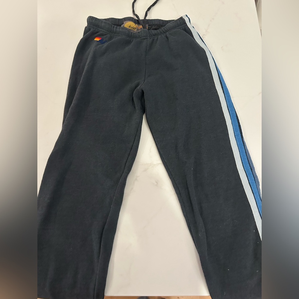 AVIATOR NATION 5 stripe sweatpants charcoal/blue